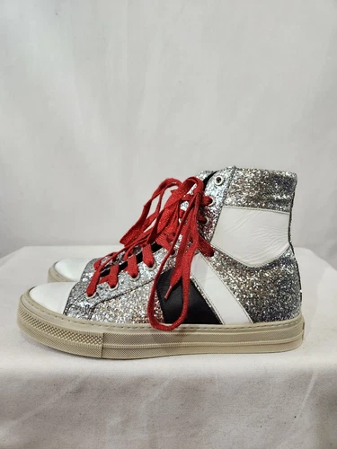 Exclusive AMIRI Sunset High Top Silver Glitter Sneakers Made Ita - photo 5