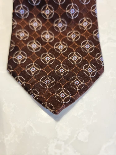 Chic VALENTINO Brown Circle Diamond Geometric Pattern Tie - photo 2
