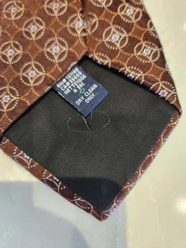 Chic VALENTINO Brown Circle Diamond Geometric Pattern Tie - photo 3