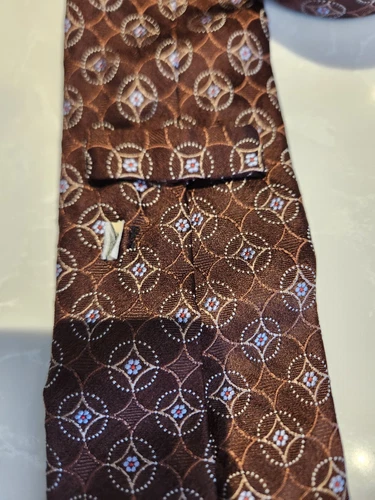 Chic VALENTINO Brown Circle Diamond Geometric Pattern Tie - photo 4