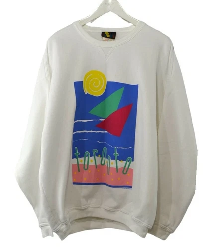 Like New Throwback OH YES TORONTO! White Crew Neck Sweater Made