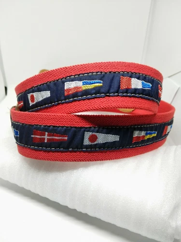 Vtg Stand Out Ibex Made in England Unisex Red World Flag Belt - photo 3