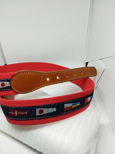 Vtg Stand Out Ibex Made in England Unisex Red World Flag Belt - photo 4