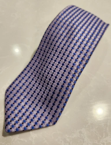 HUGO BOSS Silk Tie Blue White Purple Diamond Weave