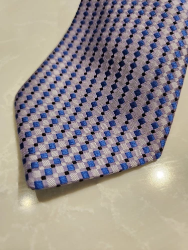 HUGO BOSS Silk Tie Blue White Purple Diamond Weave - photo 2