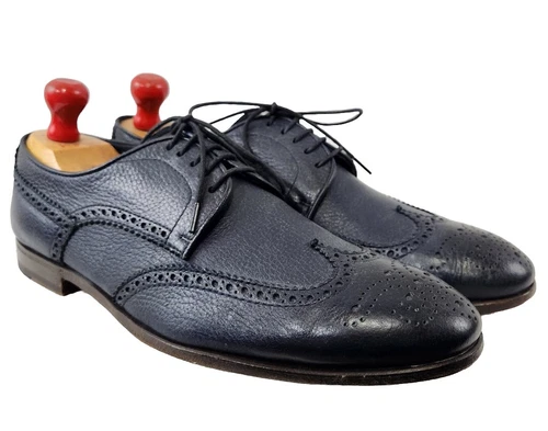 HENDERSON BARACCO Deer Leather Navy Wingtip Derby 10.5