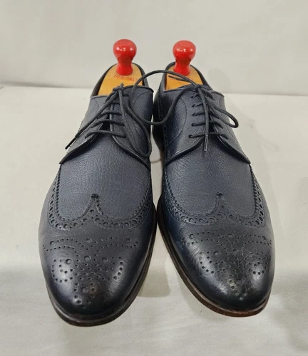 HENDERSON BARACCO Deer Leather Navy Wingtip Derby 10.5 - photo 2