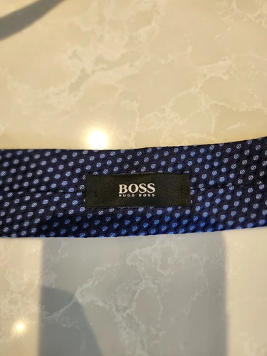 Funky BOSS Navy Blue Light Blue Polka Dot Silk Tie - photo 5