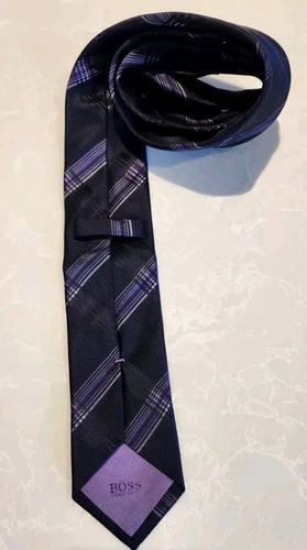 BOSS Black Lavender Tartan Silk Skinny Tie - photo 3