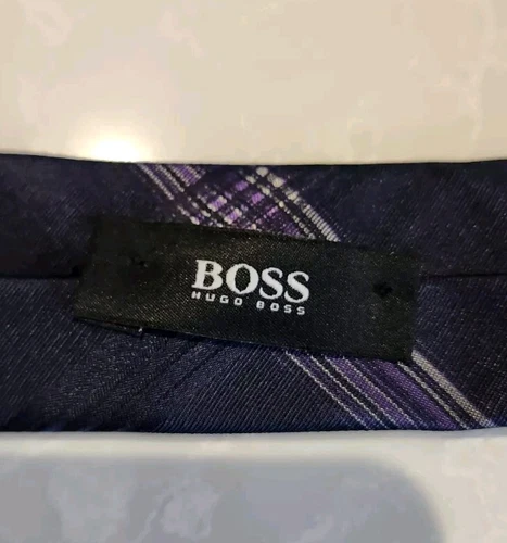 BOSS Black Lavender Tartan Silk Skinny Tie - photo 5