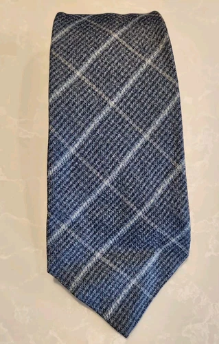 JOHN VARVATOS Tie Silver Blue Checker Pattern