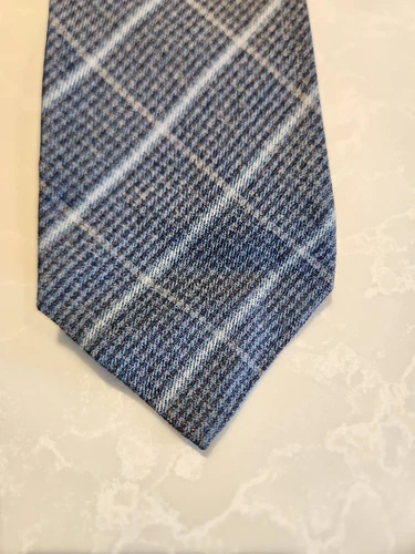 JOHN VARVATOS Tie Silver Blue Checker Pattern - photo 2