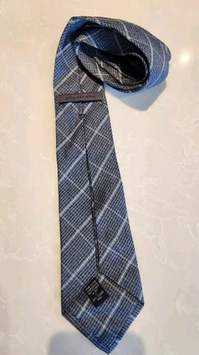 JOHN VARVATOS Tie Silver Blue Checker Pattern - photo 3