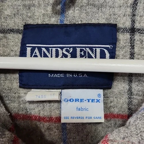 Vintage LAND'S END Goretex Jacket Plaid Wool Lining sz L - photo 3