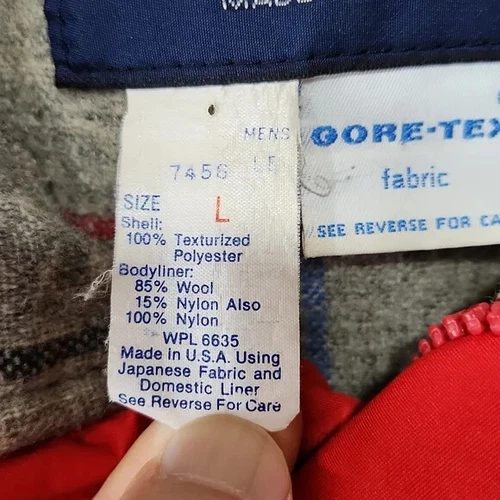 Vintage LAND'S END Goretex Jacket Plaid Wool Lining sz L - photo 4