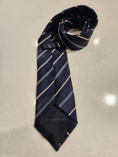 ZEGNA 100% Silk Striped Pattern Tie Made in Italy - photo 3