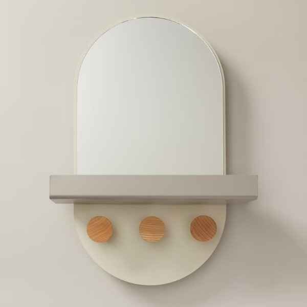 OUI Wall Mirror with Shelf & Hooks - photo 2