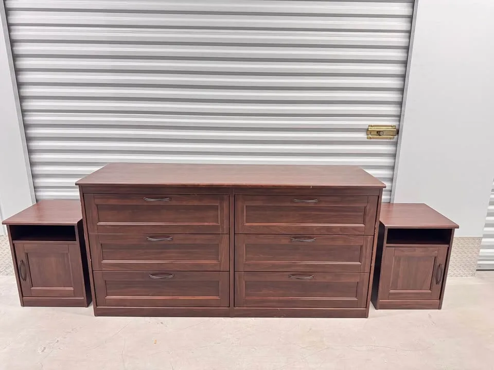 Ikea brown 6 drawer dresser with two nightstands image indicator(2)