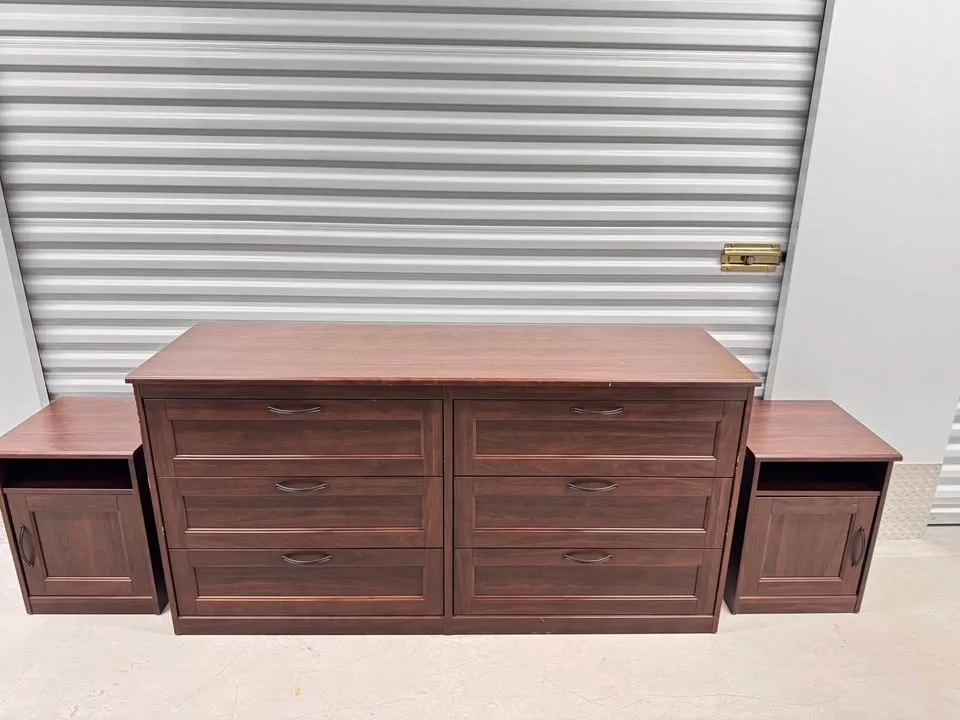 Ikea brown 6 drawer dresser with two nightstands image indicator(3)