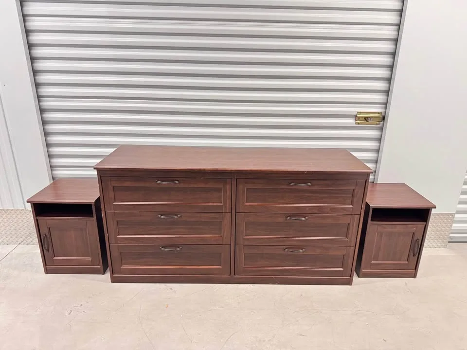 Ikea brown 6 drawer dresser with two nightstands image indicator(4)