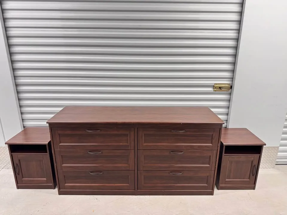 Ikea brown 6 drawer dresser with two nightstands image indicator(5)