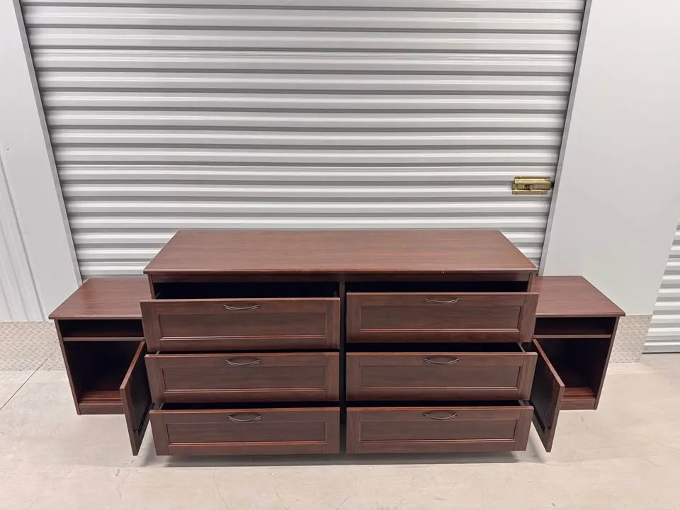 Ikea brown 6 drawer dresser with two nightstands image indicator(6)