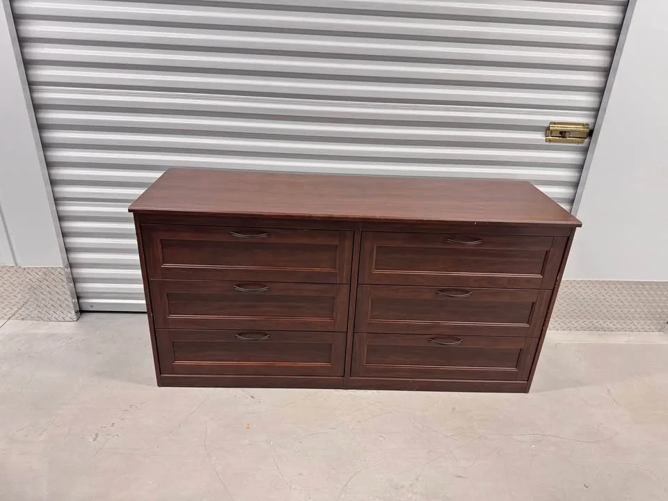 Ikea brown 6 drawer dresser with two nightstands image indicator(8)