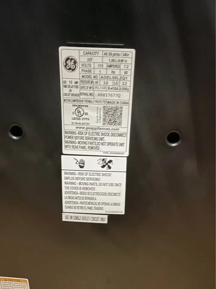 GE 50 pint Dehumidifier image indicator(7)