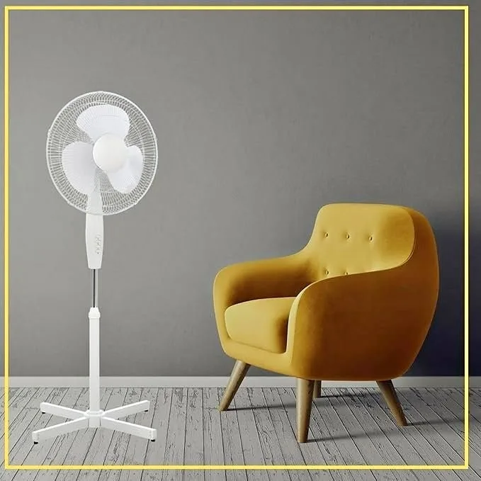 ToolTech Oscillating Pedestal Fan - 16", White (100077)