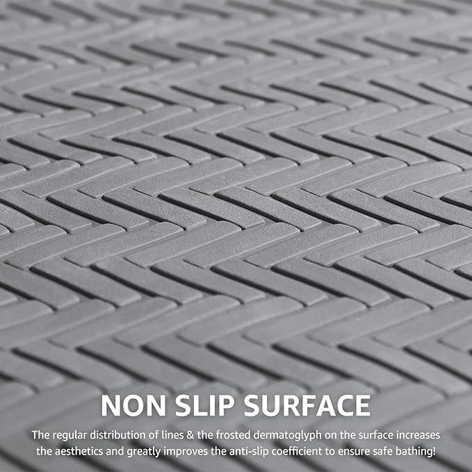 Bath Mat - Machine Washable Shower Anti Slip Mat (Grey, 36" x 17 - photo 3