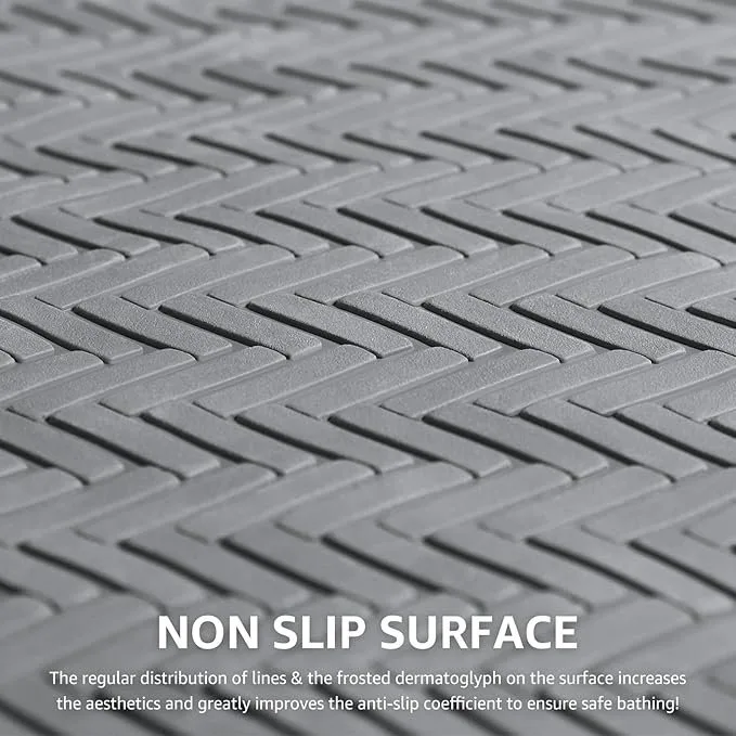 Bath Mat - Machine Washable Shower Anti Slip Mat (Grey, 36" x 17 image indicator(3)