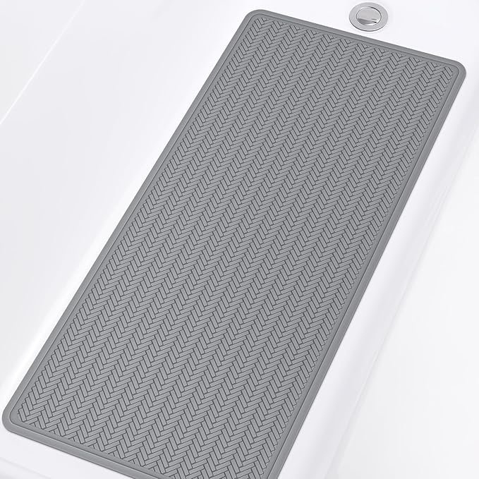 Bath Mat - Machine Washable Shower Anti Slip Mat (Grey, 36" x 17 - photo 4