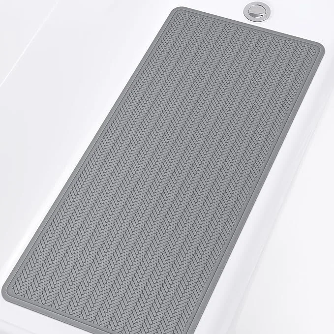 Bath Mat - Machine Washable Shower Anti Slip Mat (Grey, 36" x 17 image indicator(4)