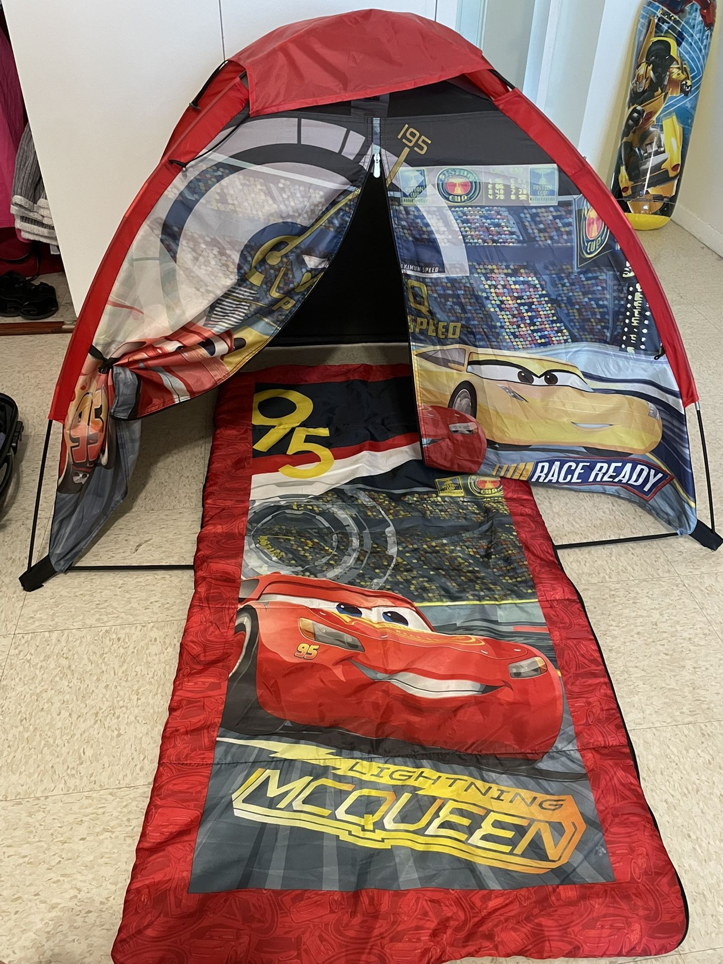 Tent + Sleeping bag  + flashlight