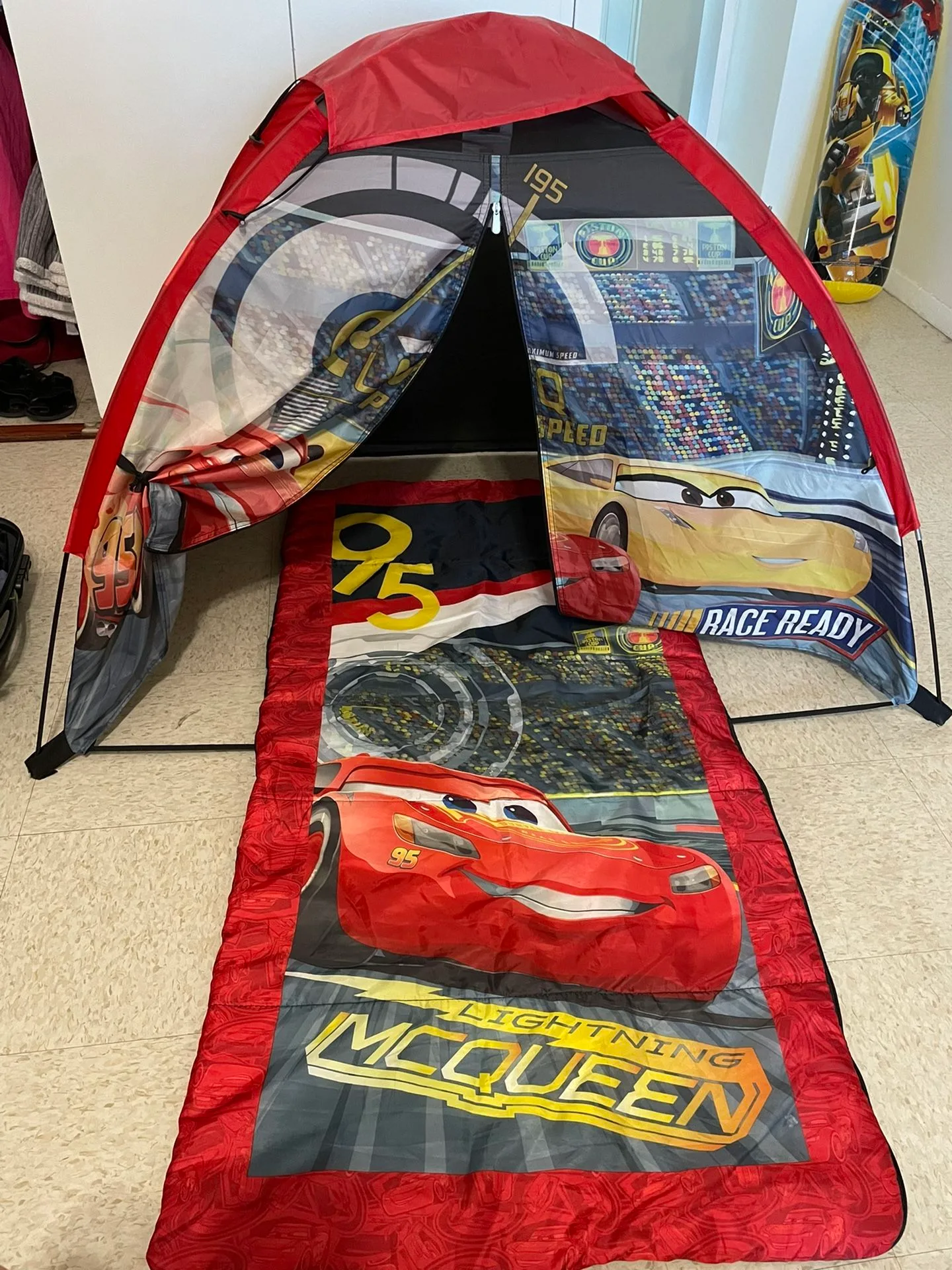 Tent + Sleeping bag  + flashlight