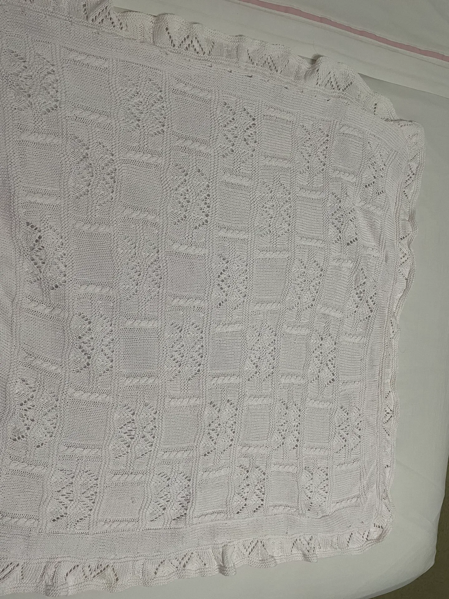 Like New Handmade Knitted Baby Blanket
