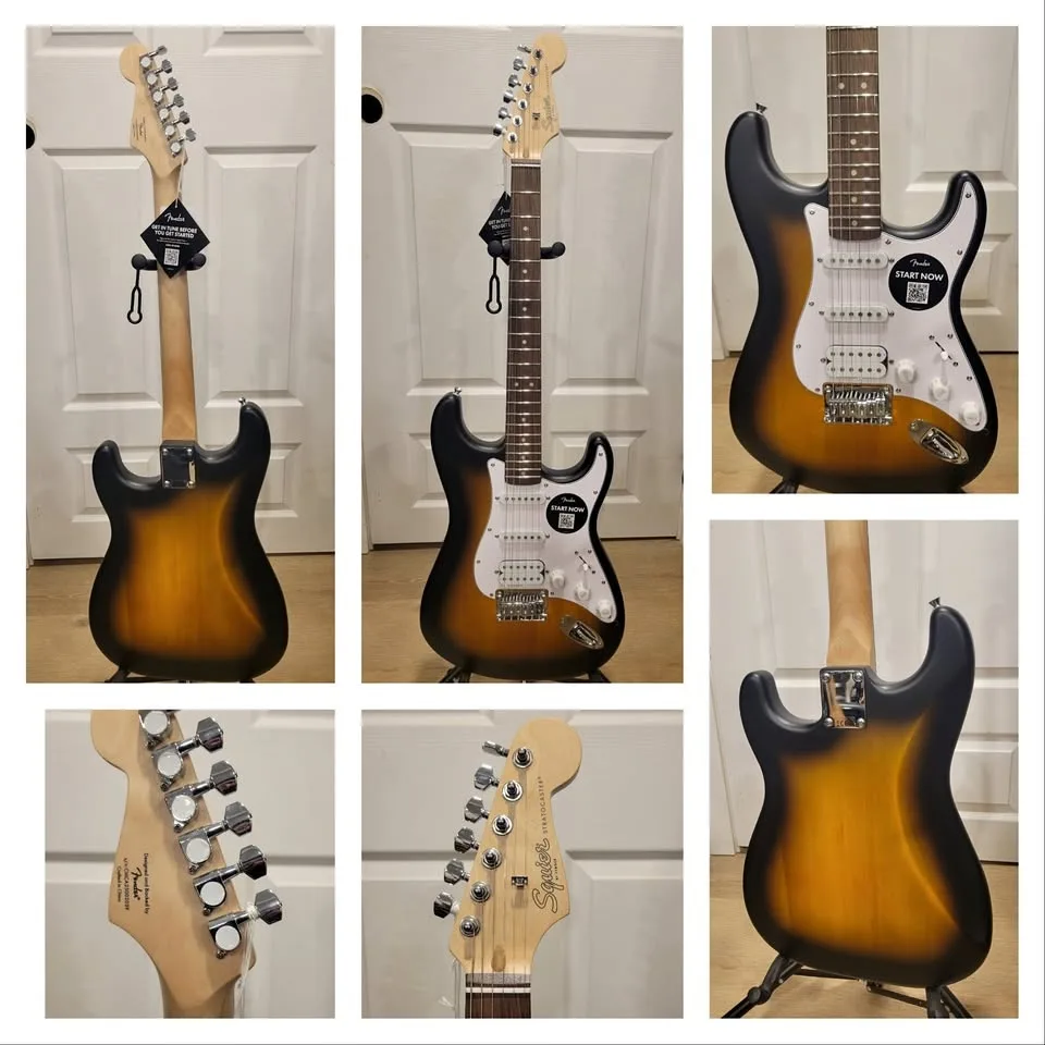 $220 Squier Stratocaster Hardtail HSS Electric Guitar – 2-Color
