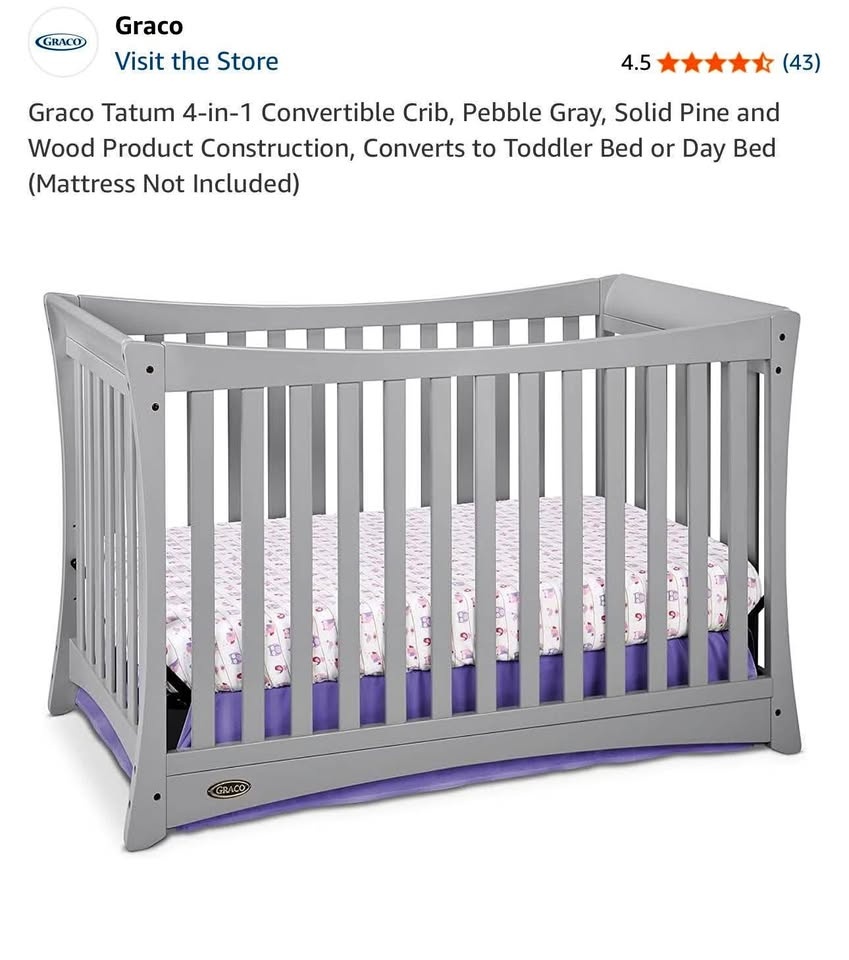Graco Grace Crib grey w matress. Disassembled and ready to move