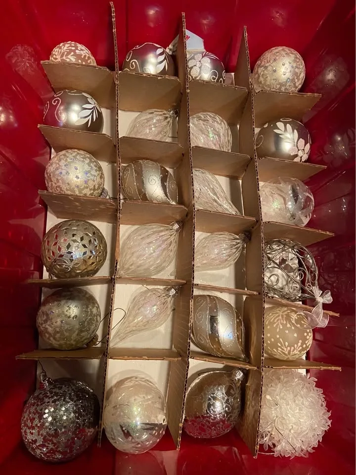 Ornaments in Red/Green Storage Container. 73 total image indicator(2)