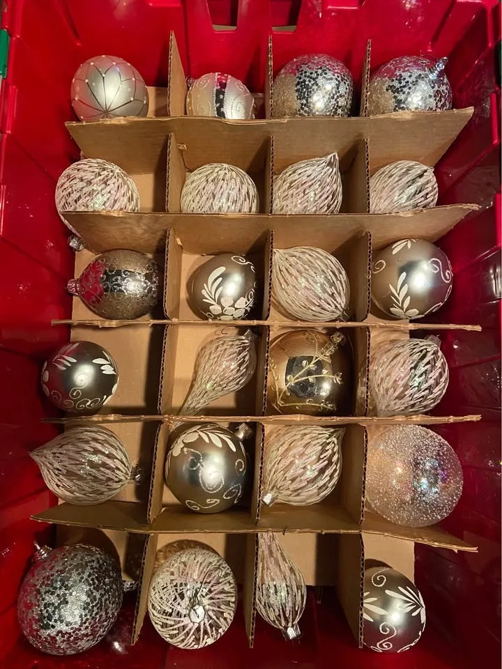 Ornaments in Red/Green Storage Container. 73 total image indicator(3)