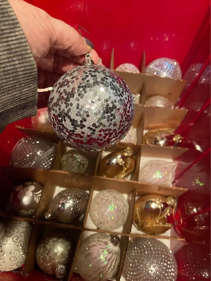 Ornaments in Red/Green Storage Container. 73 total image indicator(5)