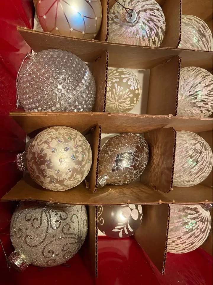 Ornaments in Red/Green Storage Container. 73 total image indicator(7)
