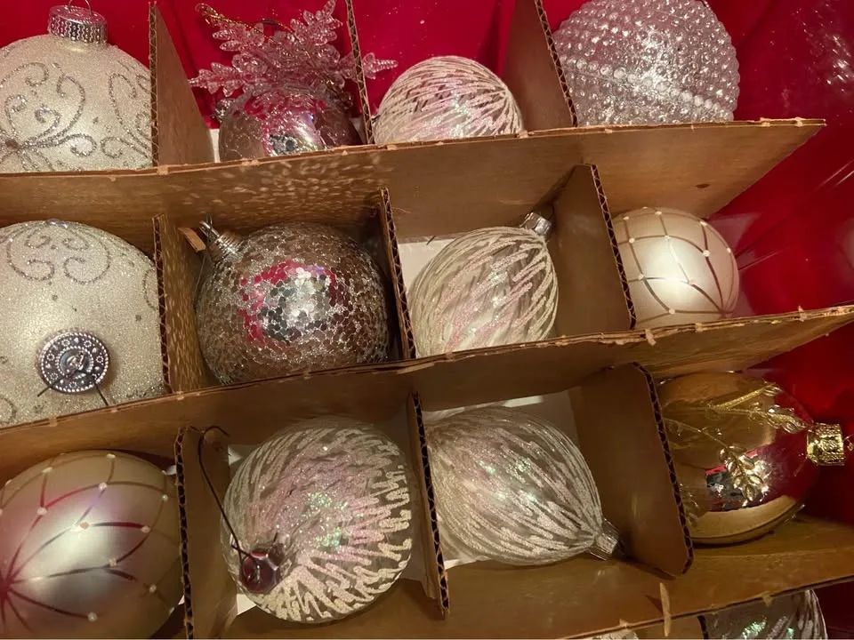 Ornaments in Red/Green Storage Container. 73 total image indicator(9)