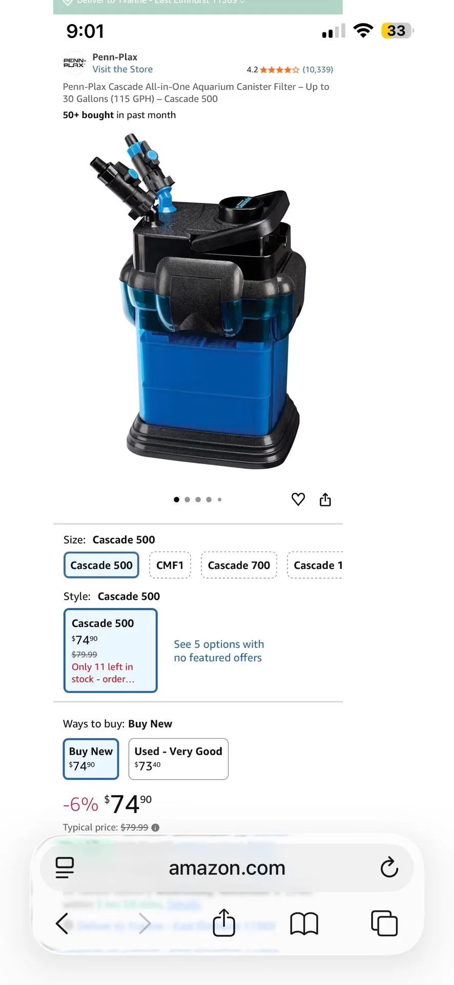 Penn-Plax Cascade 500 Aquarium 30 Gal Canister Filter image indicator(5)