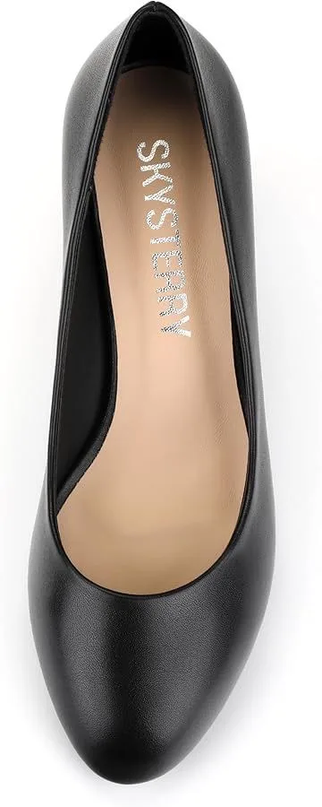 NEW Size 11 Black Round Toe Block Chunky Heel Pumps image indicator(2)