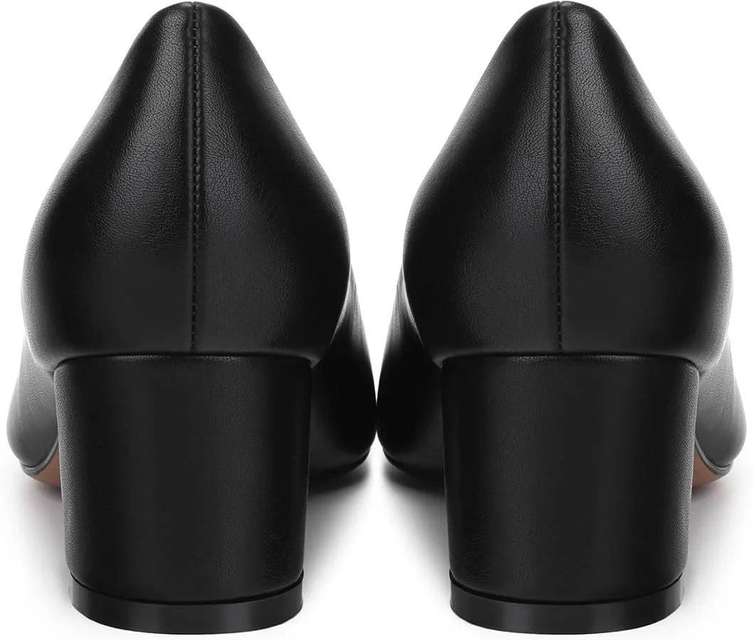 NEW Size 11 Black Round Toe Block Chunky Heel Pumps image indicator(3)