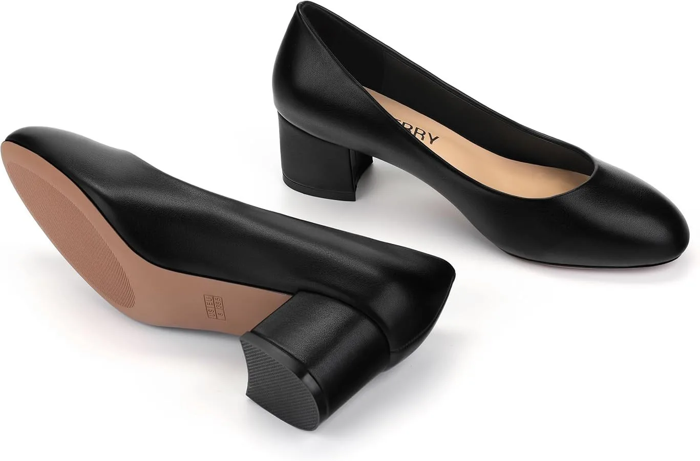 NEW Size 11 Black Round Toe Block Chunky Heel Pumps image indicator(4)