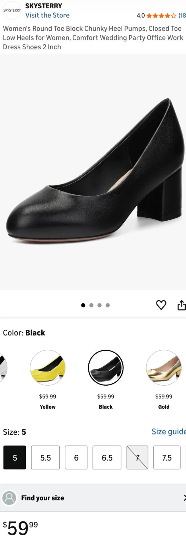 NEW Size 11 Black Round Toe Block Chunky Heel Pumps image indicator(5)