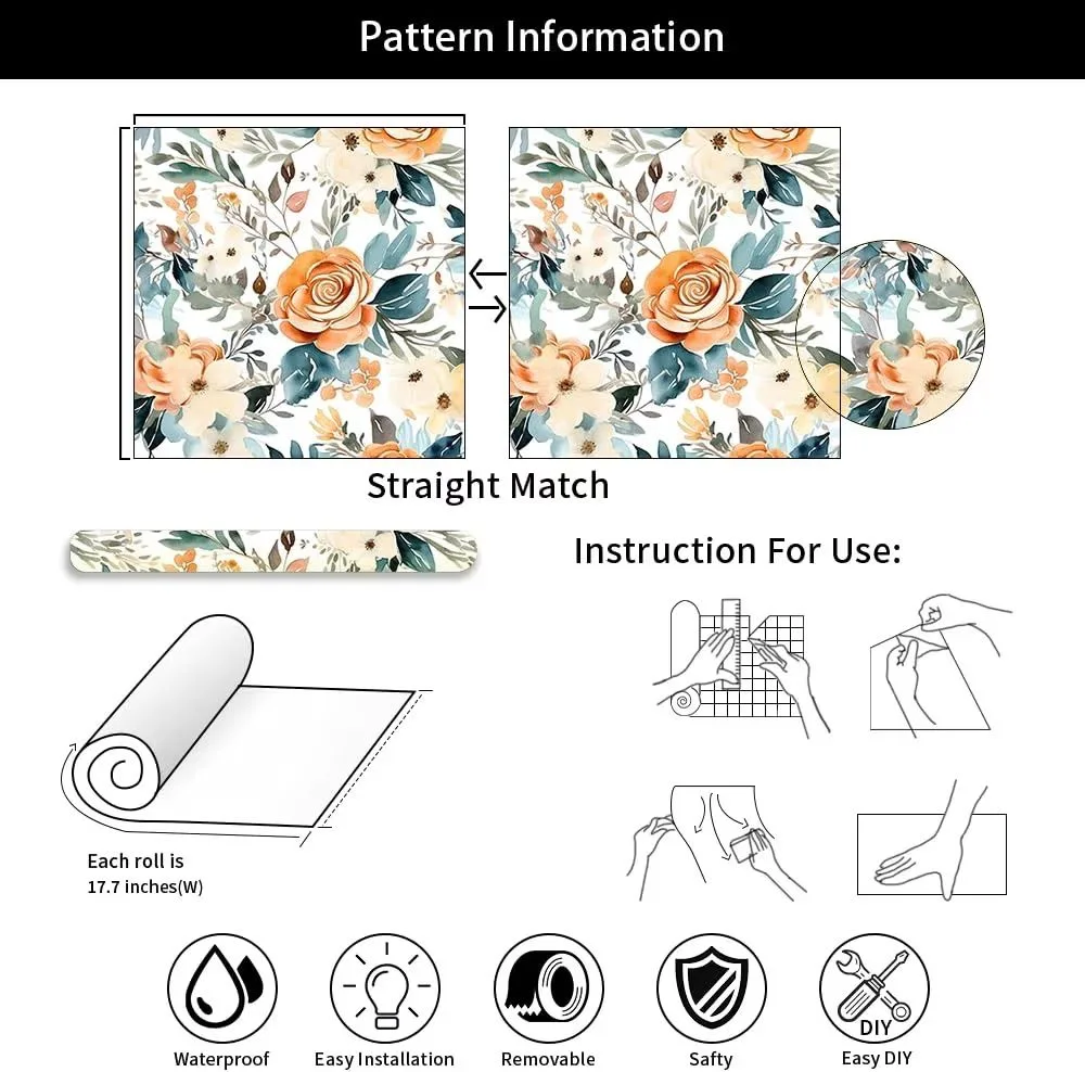 Multiple Peel and Stick Wallpaper Black & White, Floral, Tropica image indicator(6)