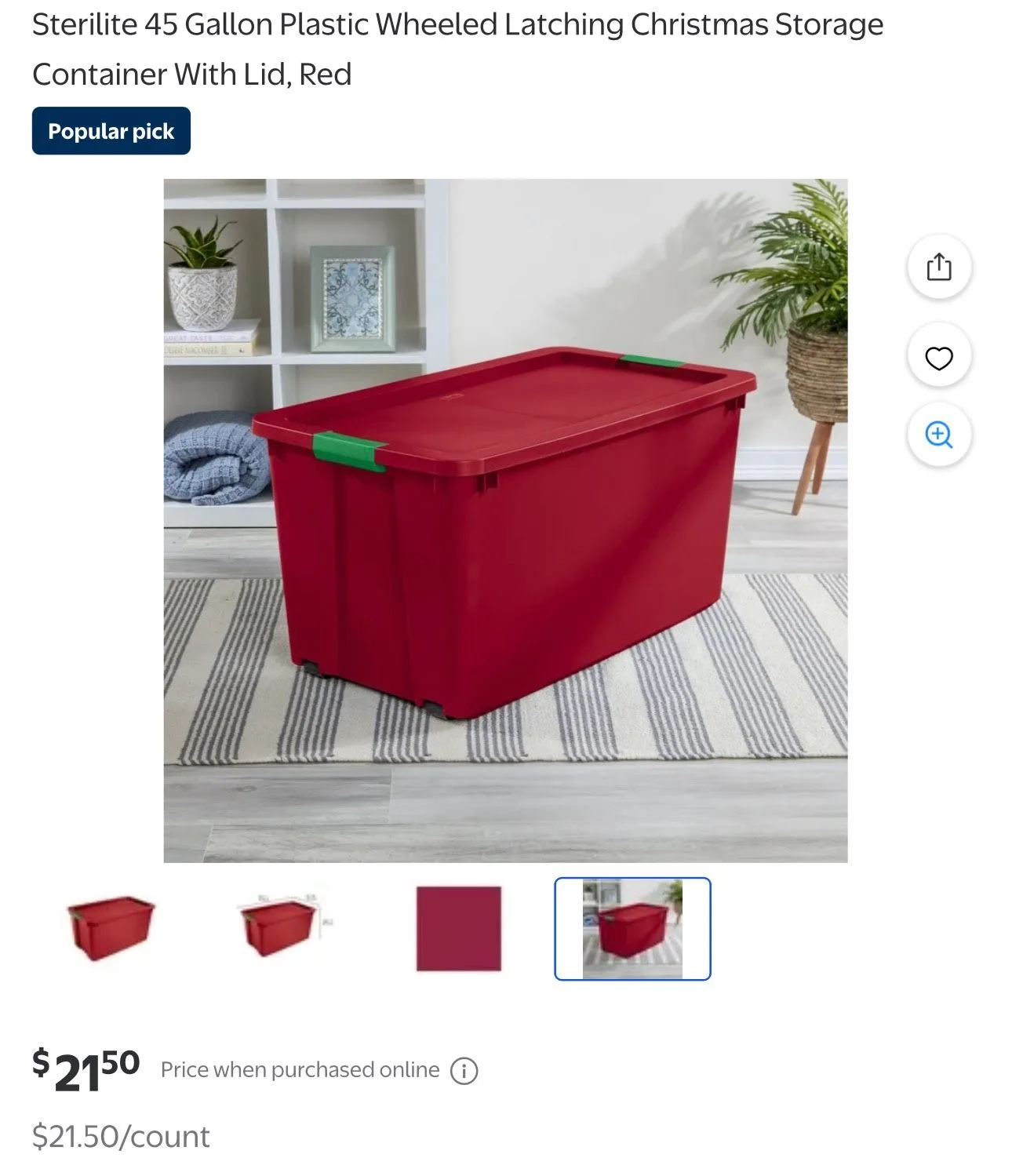 Sterilite 45 Gallon Red Wheeled Storage Bin Tote image indicator(4)